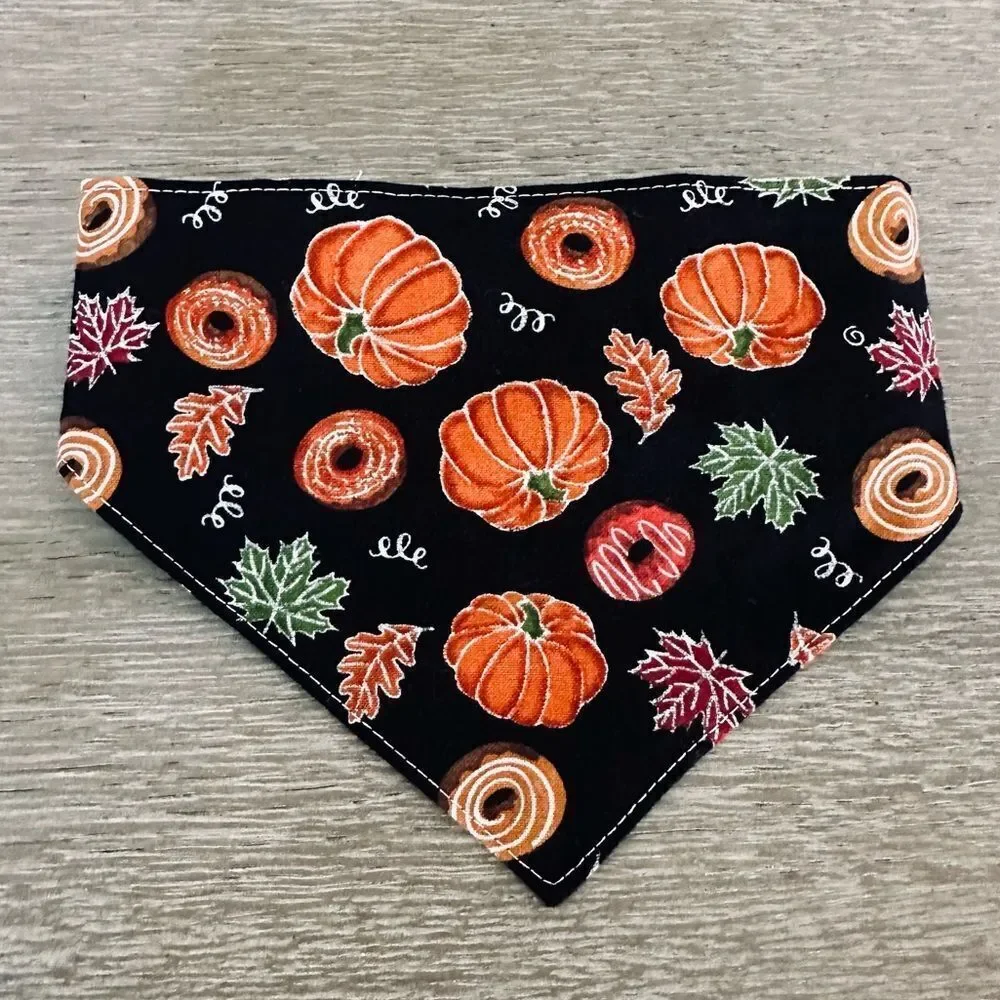 Fall Dog Farmhouse Pumpkin Bandana Neck Collar M
